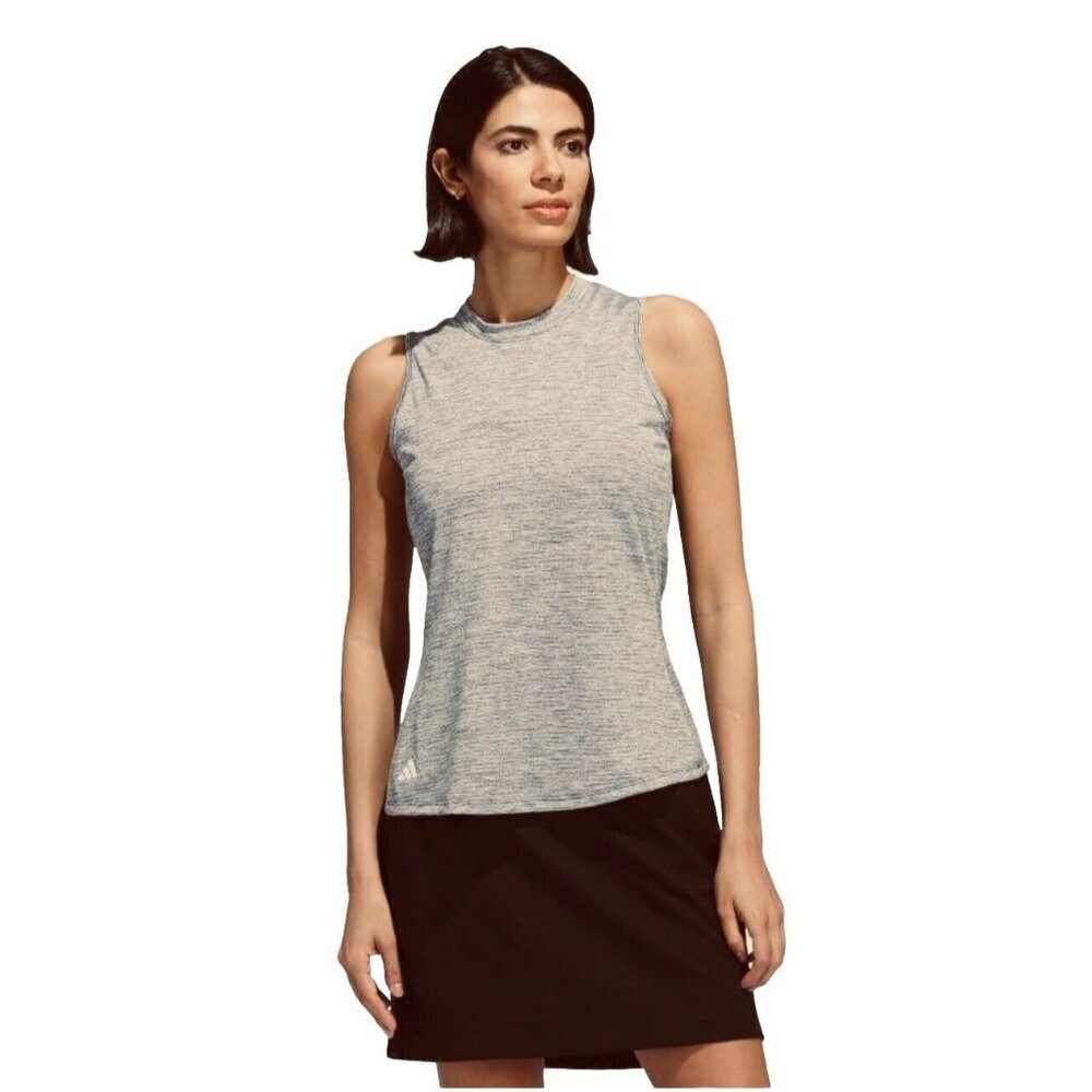 Adidas Golf Shirt Size S Women’s Heathered Essentials Mock Neck Brown NWT